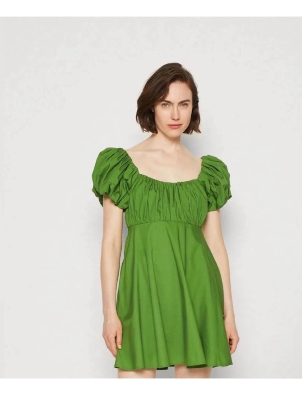 Abercrombie & Fitch Green Puff Sleeve Mini Dress - Medium Tall